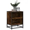 Tables de chevet 2 pcs chêne fumé bois d'ingénierie et métal
