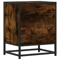Tables de chevet 2 pcs chêne fumé bois d'ingénierie et métal