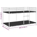  Lit superposé sans matelas noir 80x200 cm acier