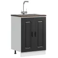 Meuble bas pour évier Kalmar noir 60x46x81,5 cm bois ingénierie