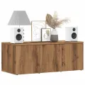 Meuble TV chêne artisanal 80x34x30 cm bois d'ingénierie