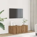 Meuble TV chêne artisanal 80x34x30 cm bois d'ingénierie