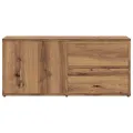 Meuble TV chêne artisanal 80x34x35,5 cm bois d'ingénierie