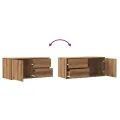 Meuble TV chêne artisanal 80x34x35,5 cm bois d'ingénierie