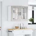 Armoire murale de cuisine et porte en verre Kalmar sonoma gris