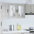 Armoire murale de cuisine et porte en verre Kalmar sonoma gris