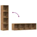 Bibliothèque chêne artisanal 36x30x143 cm bois d'ingénierie