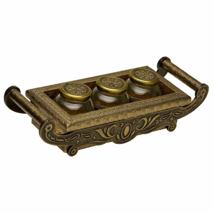 Tray Alexandra House Living Copper Glass Aluminium MDF Wood 17 x 7 x 4