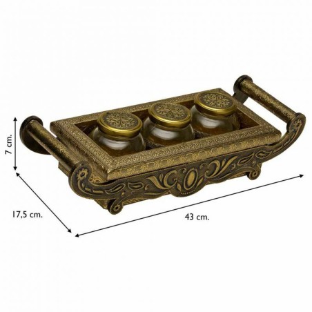 Tray Alexandra House Living Copper Glass Aluminium MDF Wood 17 x 7 x 4