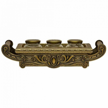 Plateau Alexandra House Living Cuivre verre Aluminium Bois MDF 17 x 7