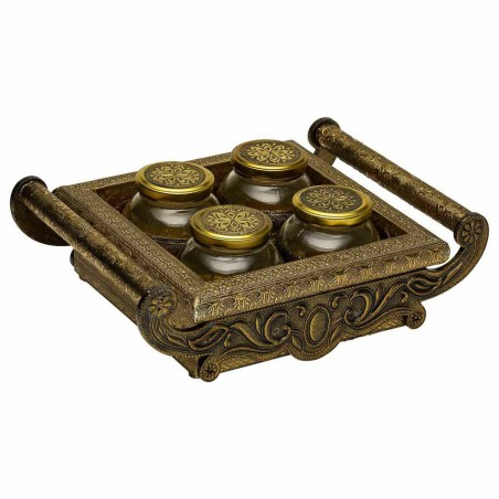 Plateau Alexandra House Living Doré verre Aluminium Bois MDF 27 x 7 x