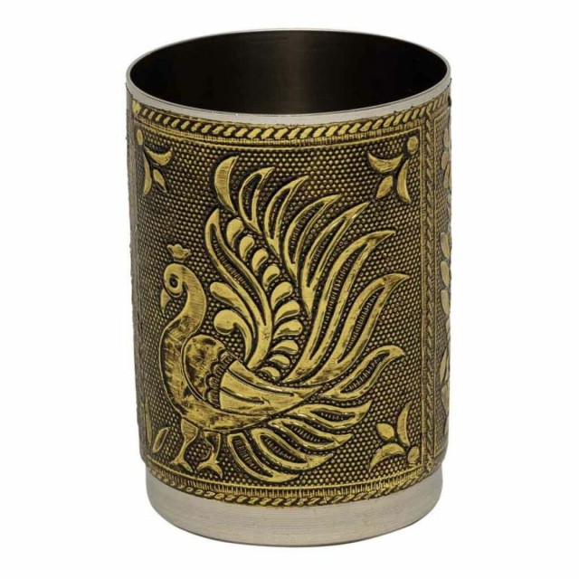 Dienblad Alexandra House Living Gouden Aluminium Hout MDF 13 x 6 x 25