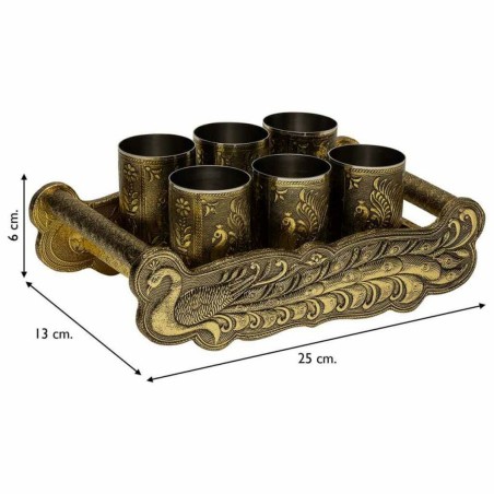 Dienblad Alexandra House Living Gouden Aluminium Hout MDF 13 x 6 x 25