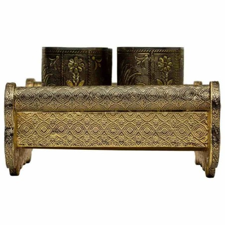 Bandeja Alexandra House Living Dorado Aluminio Madera MDF 13 x 6 x 25