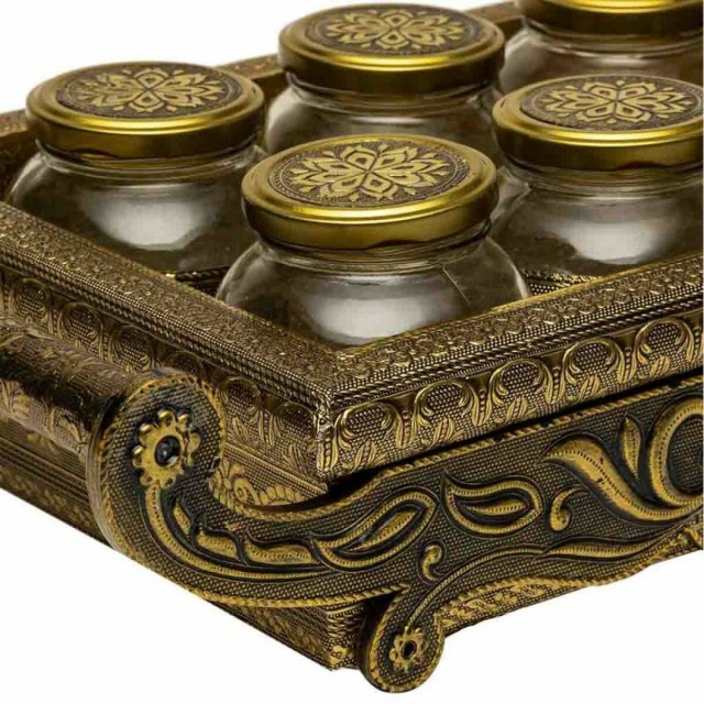 Tray Alexandra House Living Copper Glass Aluminium MDF Wood 26 x 7 x 4