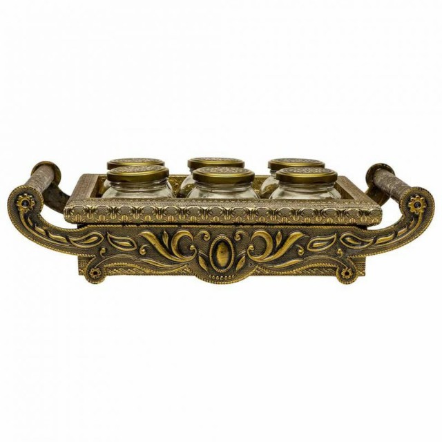 Tray Alexandra House Living Copper Glass Aluminium MDF Wood 26 x 7 x 4