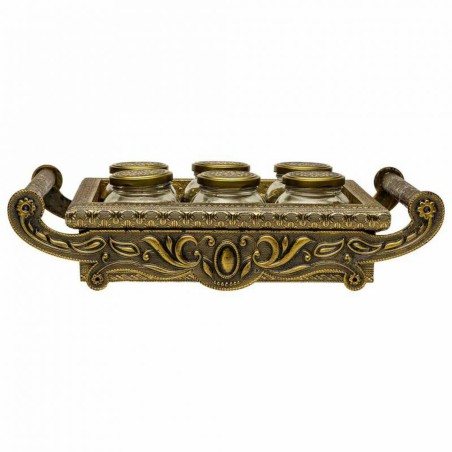 Plateau Alexandra House Living Cuivre verre Aluminium Bois MDF 26 x 7