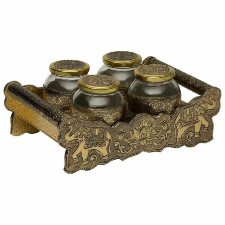 Dienblad Alexandra House Living Gouden Glas Aluminium Hout MDF 13 x 6