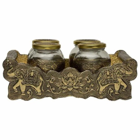 Bandeja Alexandra House Living Dorado Vidrio Aluminio Madera MDF 13 x