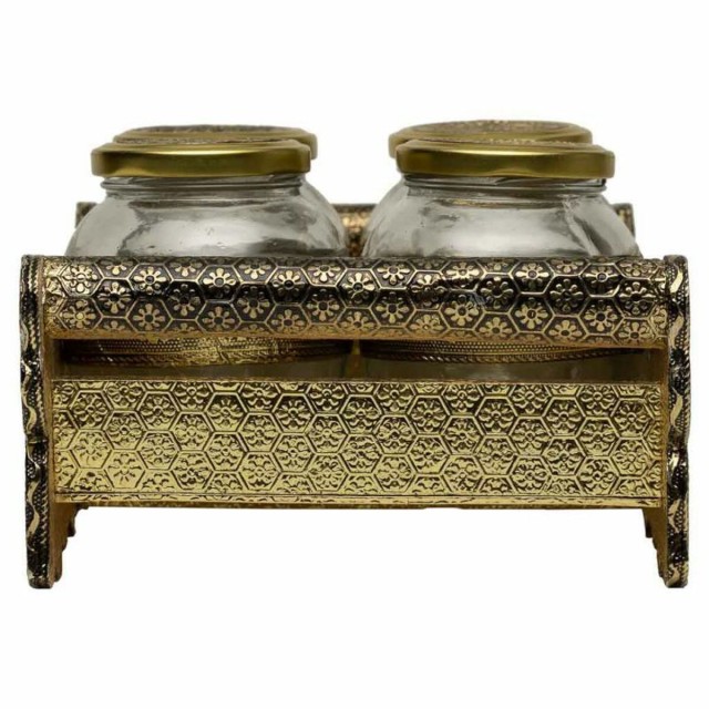 Plateau Alexandra House Living Doré verre Aluminium Bois MDF 13 x 6 x