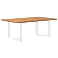 Table à manger marron clair bois de chêne massif rectangulaire