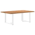 Table à manger marron clair bois de chêne massif rectangulaire