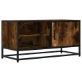Meuble TV chêne fumé 80x34,5x40 cm bois d'ingénierie et métal