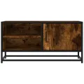 Meuble TV chêne fumé 80x34,5x40 cm bois d'ingénierie et métal