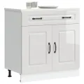 Armoire de cuisine Kalmar blanc brillant bois ingénierie