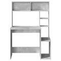 Bureau avec étagères gris béton 100x45x140 cm bois d'ingénierie