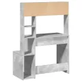 Bureau avec étagères gris béton 100x45x140 cm bois d'ingénierie