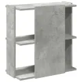 Bibliothèque à 3 niveaux gris béton 60x30x60 cm bois ingénierie