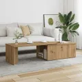 Table basse chêne artisanal 150x50x35 cm bois d'ingénierie