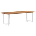 Table à manger marron clair bois de chêne massif rectangulaire