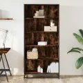 Bibliothèque chêne fumé 80,5x35x170,5 cm bois d'ingénierie