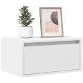 Tables de chevet murales avec lumières LED 2 pcs blanc