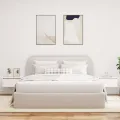 Tables de chevet murales avec lumières LED 2 pcs blanc