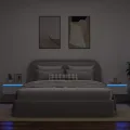 Tables de chevet murales avec lumières LED 2 pcs blanc