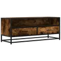 Meuble TV chêne fumé 100x34,5x40 cm bois d'ingénierie et métal