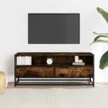 Meuble TV chêne fumé 100x34,5x40 cm bois d'ingénierie et métal