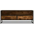 Meuble TV chêne fumé 100x34,5x40 cm bois d'ingénierie et métal