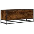 Meuble TV chêne fumé 100x34,5x40 cm bois d'ingénierie et métal