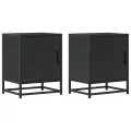Tables de chevet 2 pcs noir 40x31x50 cm bois d'ingénierie métal
