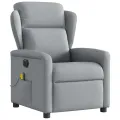Fauteuil de massage inclinable électrique gris clair tissu