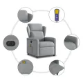 Fauteuil de massage inclinable électrique gris clair tissu