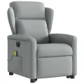 Fauteuil inclinable de massage électrique Gris clair Tissu