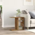 Table d'appoint chêne artisanal 50x30x50 cm bois d'ingénierie