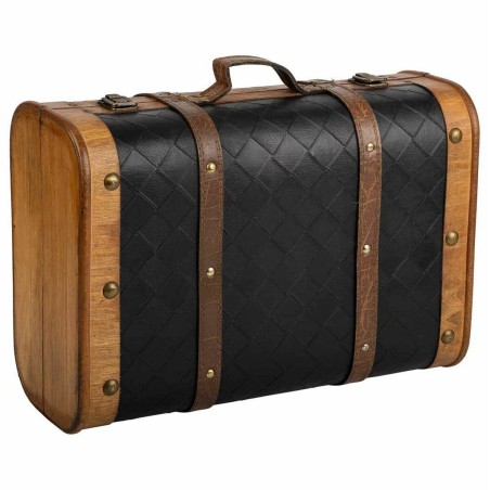 Valise décorative Alexandra House Living Noir PVC Bois Métal Tissu V