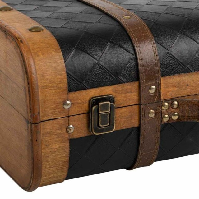 Decorative suitcase Alexandra House Living Black PVC Wood Metal Cloth