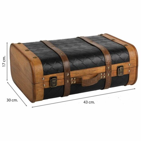 Decorative suitcase Alexandra House Living Black PVC Wood Metal Cloth